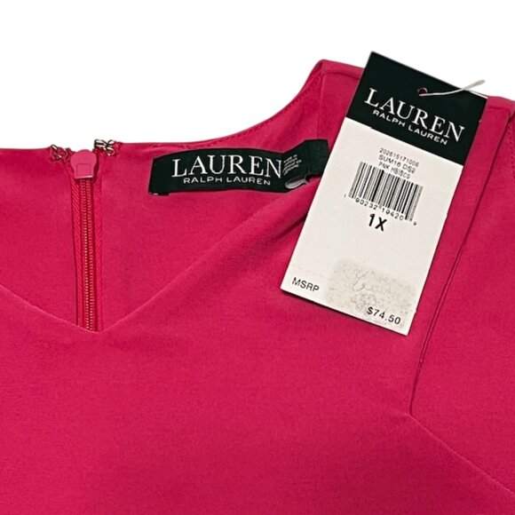 LAUREN RALPH LAUREN 1X Sleeveless V Neck Blouse Zipper Closure On The Back NWT - Picture 5 of 16
